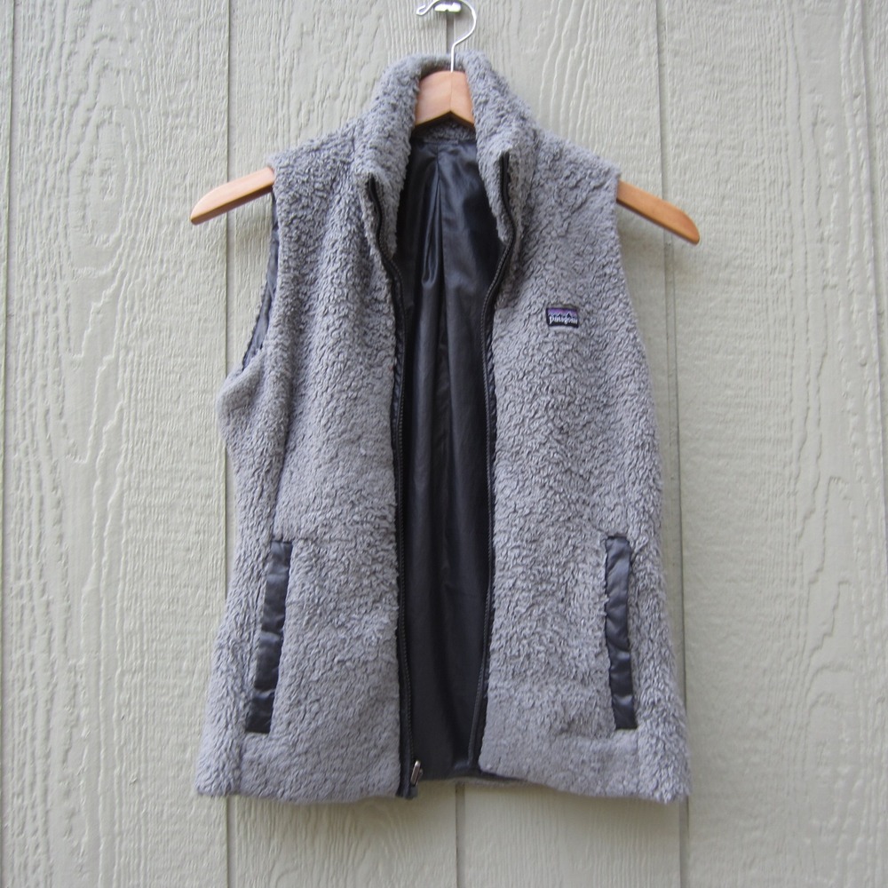 Patagonia Fleece Vest Womens Small?Gray Black Linin Full Zip Sherpa Cozy Outdoor
